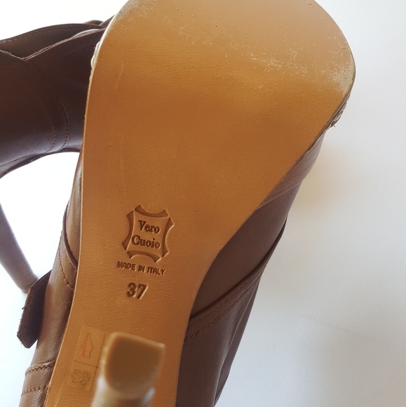 NEW GiampaoloViozzi camel leather platform booties - Picture 5 of 8